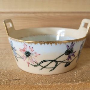 Antique Tressemann Vogt Handpainted gold and flowery bowl 5 inches incredible!